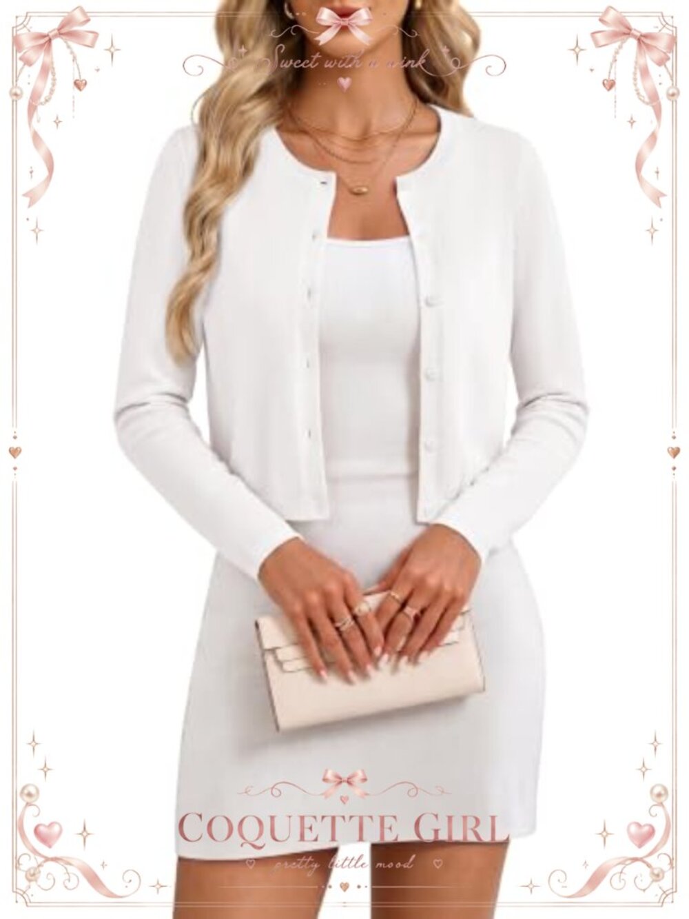 Cropped Cardigan Sweater Button Down Shrug Y2K Knit Office Casual